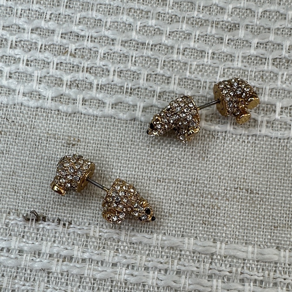 kate spade Gold Crystal Bear Stud Earrings